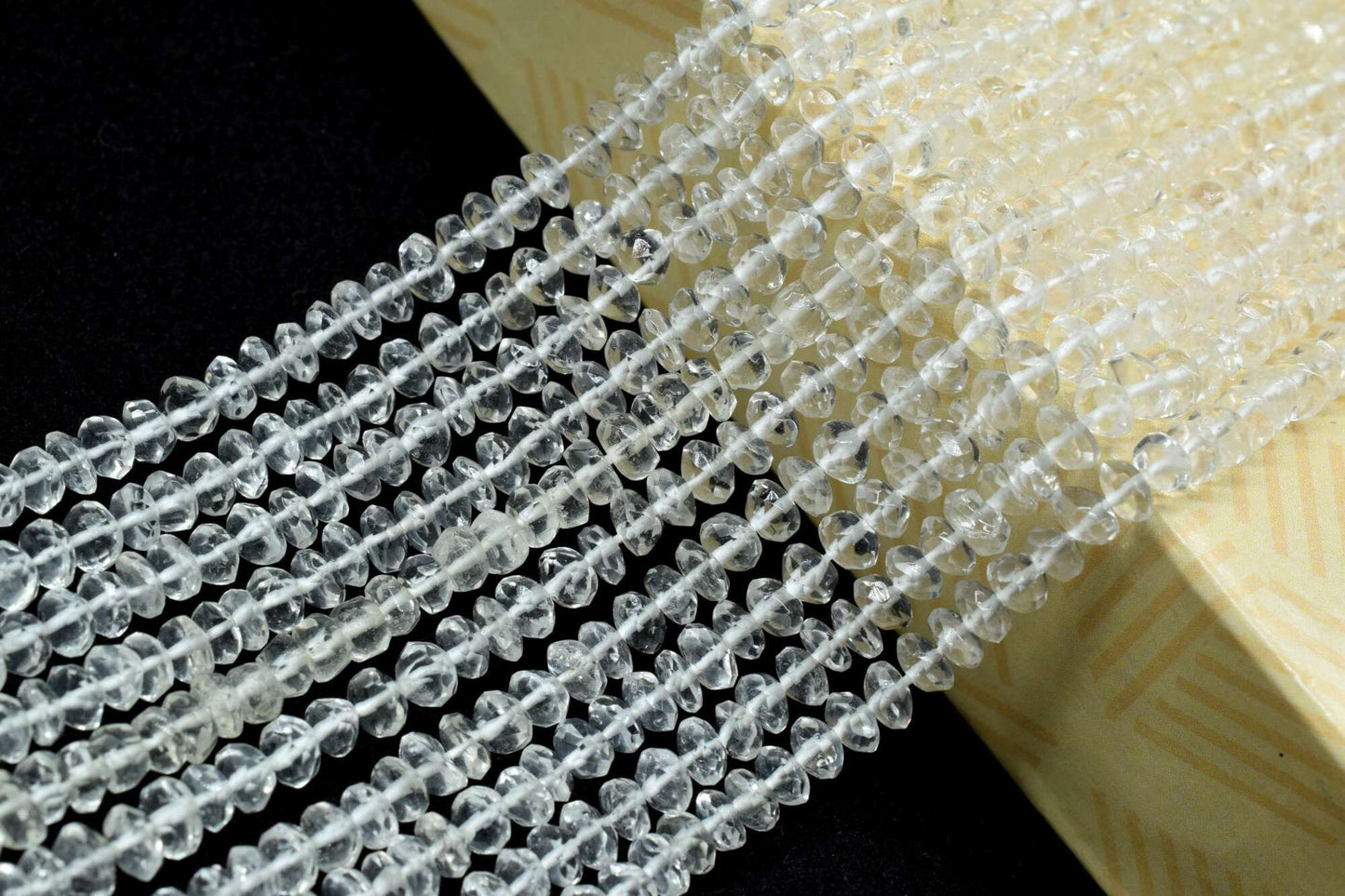 Crystal faceted rondelle shape handcut Beads,Grade AAA Genuine Natural Gemstone Faceted Loose Beads,Genuine Natural Crystal beads string