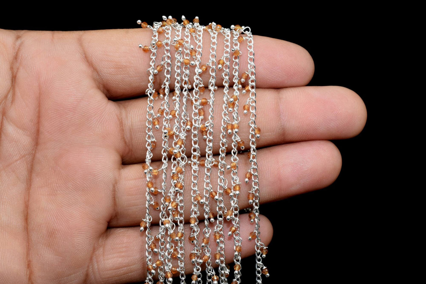 garnet Cluster Rosary,2mm Faceted Beads Rosary Roll,Wire Wrapped Bead Rosary Chain,Dangling Rosary Chain,Jewelry Making Supply,Garnet Rosary