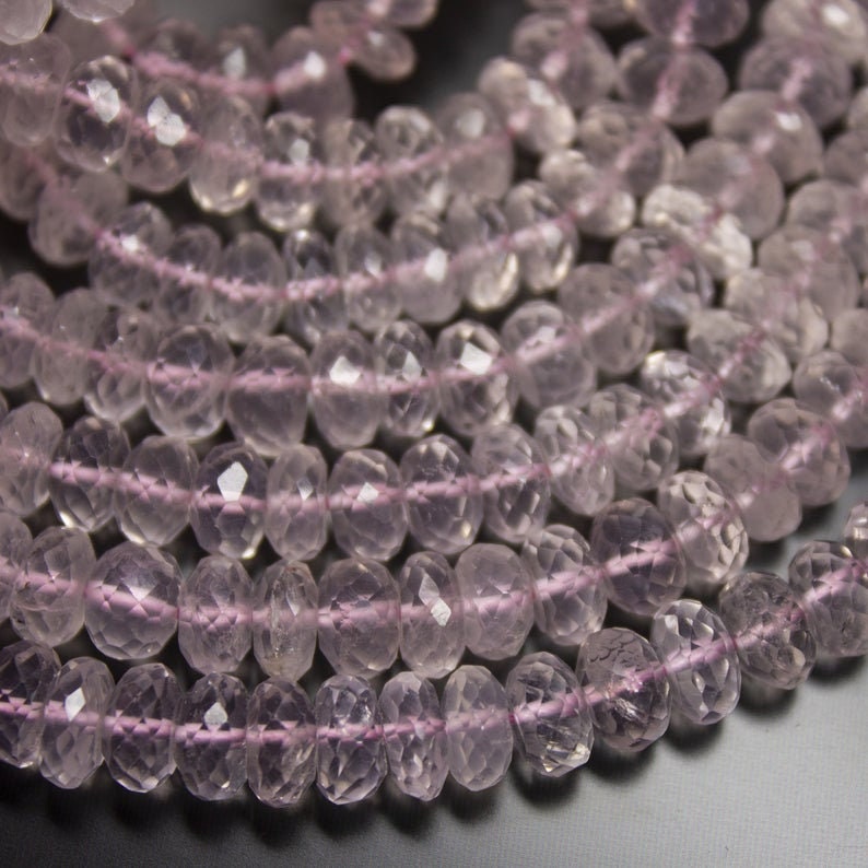 Rose Quartz Faceted Rondelle Beads 8mm,Faceted Rondelle Beads,Rose chalcedony rondelle,semi precious faceted beads,Rose Quartz 13 inch beads
