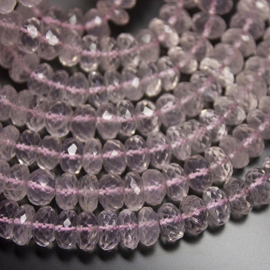 Rose Quartz Faceted Rondelle Beads 8mm,Faceted Rondelle Beads,Rose chalcedony rondelle,semi precious faceted beads,Rose Quartz 13 inch beads