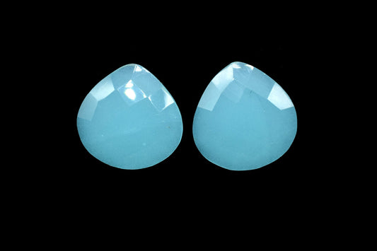 Aqua Chalcedony 20mm Faceted Heart Shape Beads,Aqua Chalcedony Briolettes,Heart Shape Briolette,Gemstone In low Price,Aqua Beads for jewelry