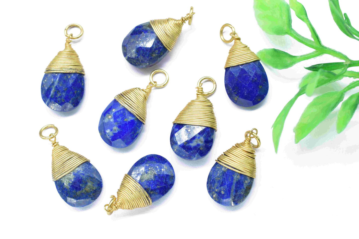 Lapis Lazuli Teardrop Faceted Connector, Pendant Jewelry, Wire Wrapped Necklace, 10x18mm Gemstone Wire Wrapped Pendant, Lapis Lazuli Jewelry