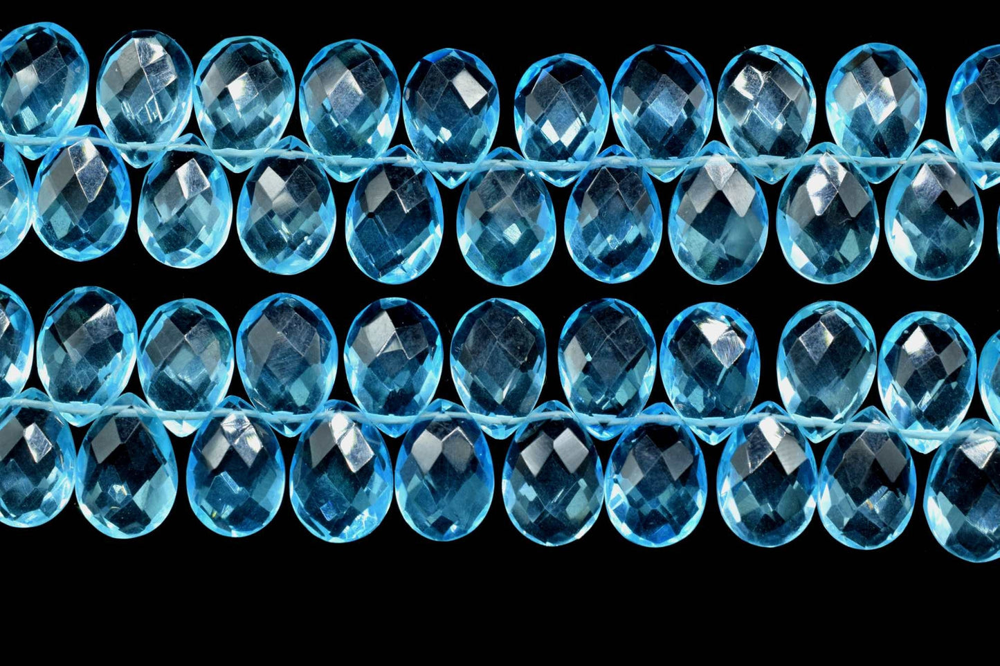 Sky Blue topaz Pear faceted Brioletes,8x12mm Pear Shape Briolettes Beads,9" Full Strand Sky Blue Topaz Beads,Finding Jewelry Supplies