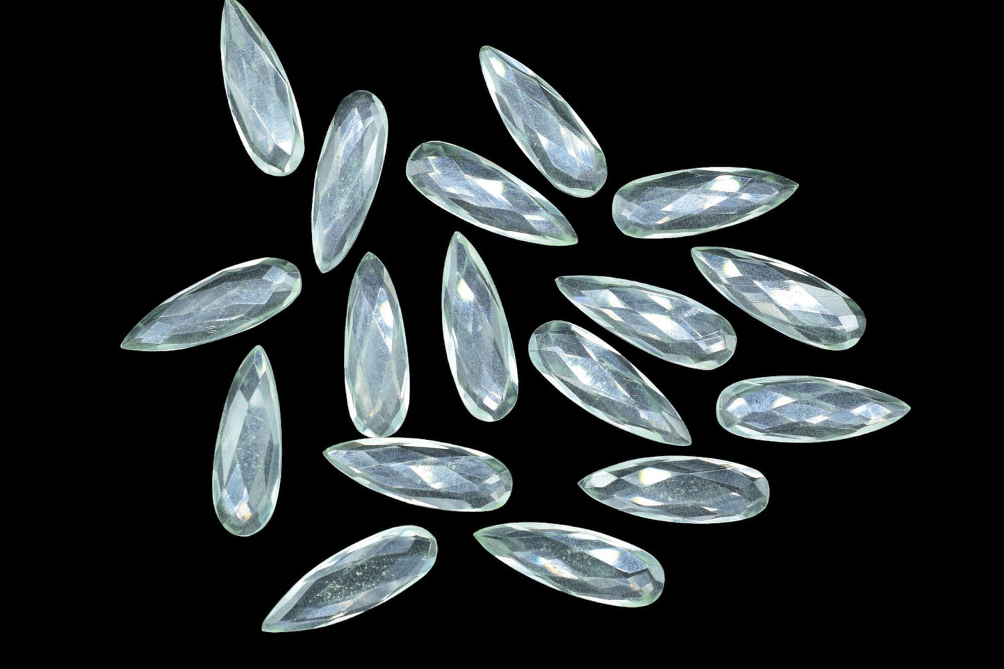 Matched Pairs,Crystal Quartz Long Pear Shape Briolettes,,Crystal 10x30mm Faceted Teardrop,Crystal Clear Quartz Briolettes,Natural Gemstone