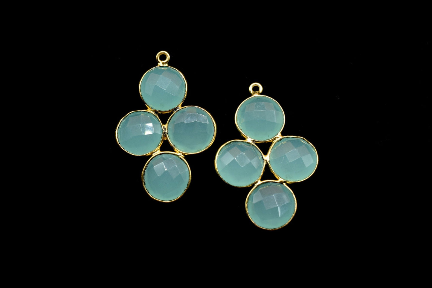 Aqua Chalcedony Earring,Aqua Chalcedony Pendant,Aqua Chalcedony Bezel,10mm Round Bezel,Pendant Connector,Six Attached Bezel,Necklace Pendant