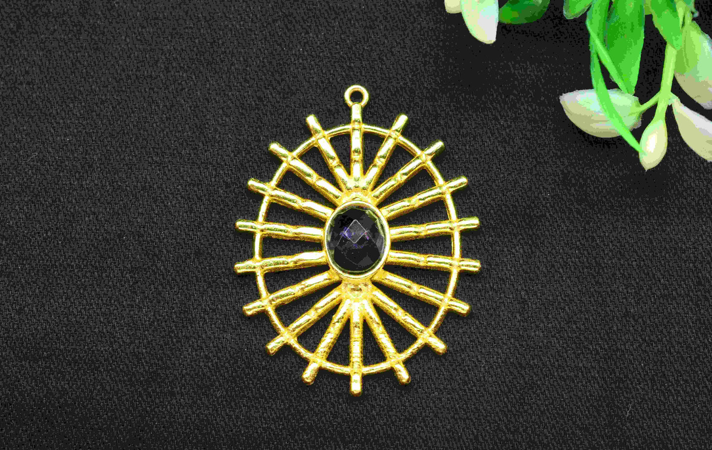 Amethyst Gemstone Component Single Bail Charm, Amethyst Connector Pendant,Finding Gold Plated Connectors ,Pendant Jewelry, Earring Component