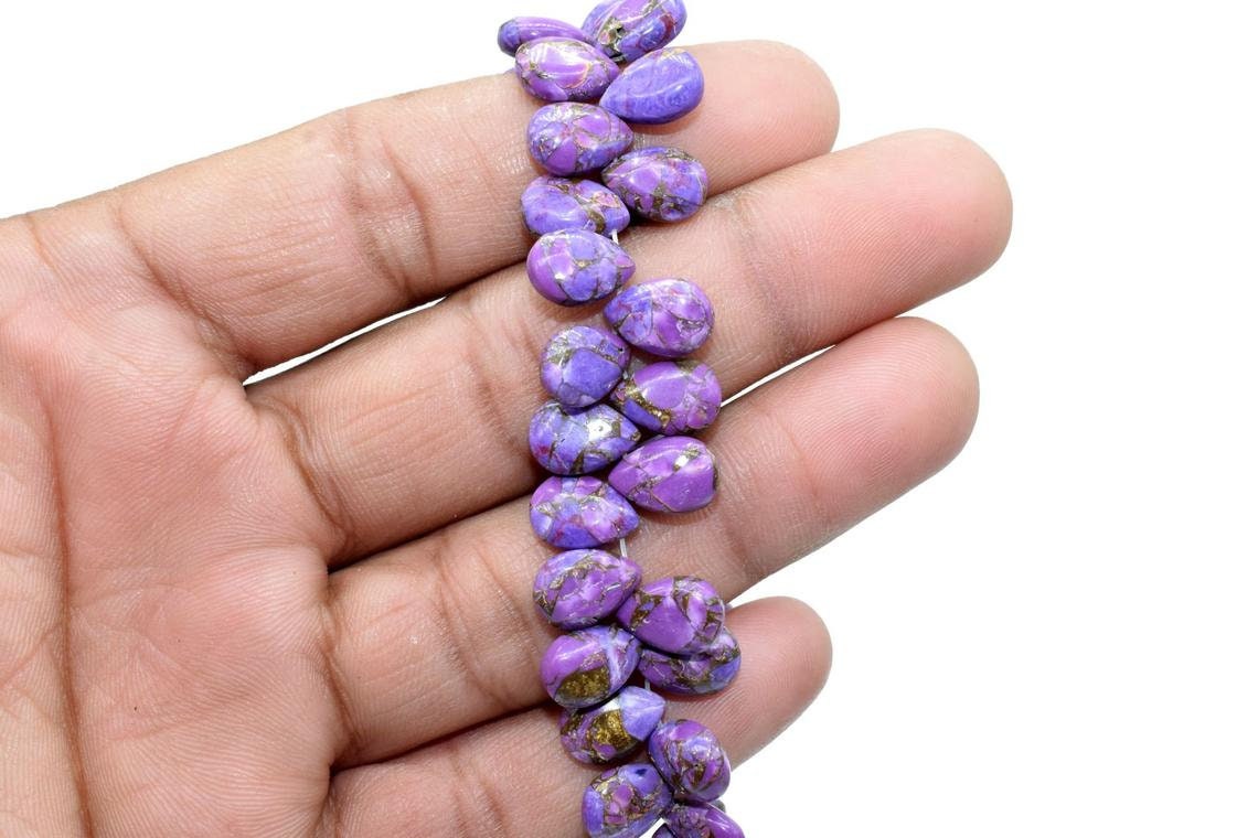 Purple Copper Turquoise 7x10mm Beads,Turquoise Smooth Pear Shape Bead,Smooth Pear Beads,Turquoise beads,Purple Turquoise beads,teardrop bead
