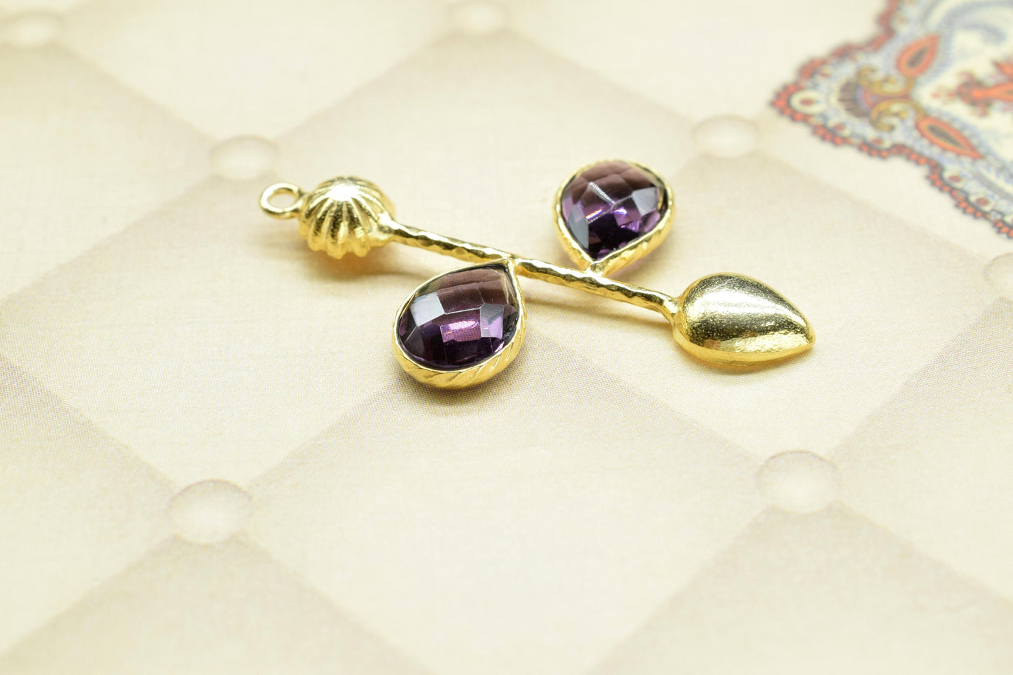 Amethyst charms/Single Bail Pendant/Gemstone Components/Connector Charms/Single Bail Pendant/Teardrop Pendant/Handmade Jewellery,Brides Gift