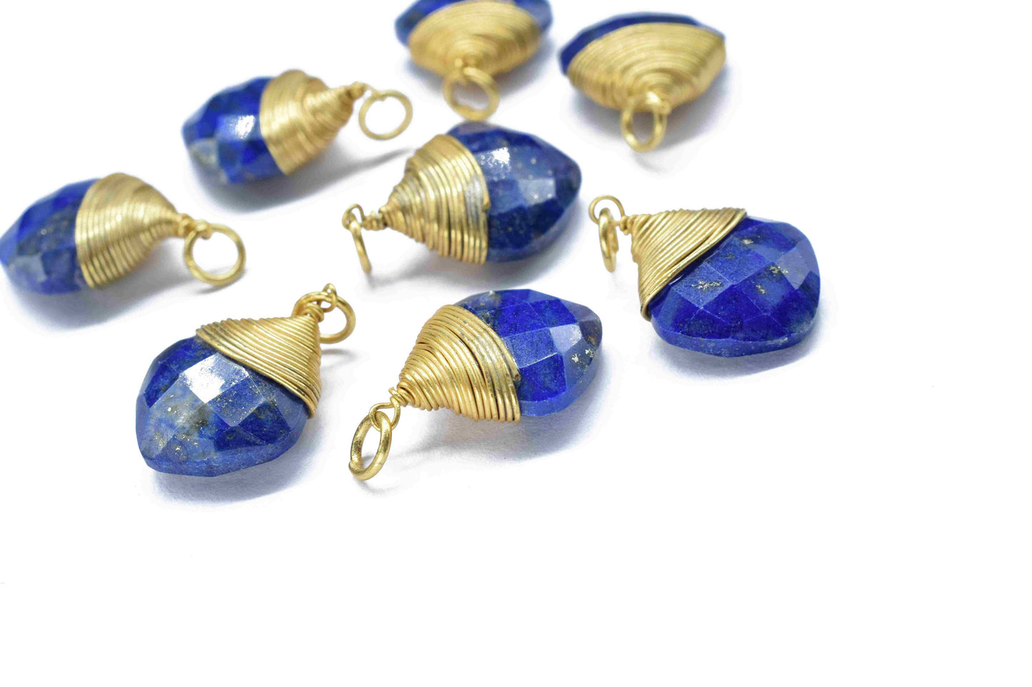 Lapis Lazuli Square Faceted Connector,Gemstone Wire Wrapped Pendant,Loop Connector,Pendant Jewelry,Wire Wrapped Necklace,Lapis Jewelry,Gift