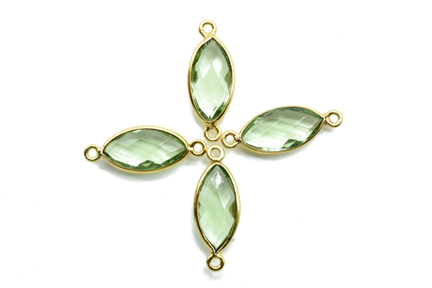 Green Amethyst 8x16mm marquise shape double bail Connectors,Green Amethyst Double Bail bezel link,Jewelry making supplies,Double Bail Charms