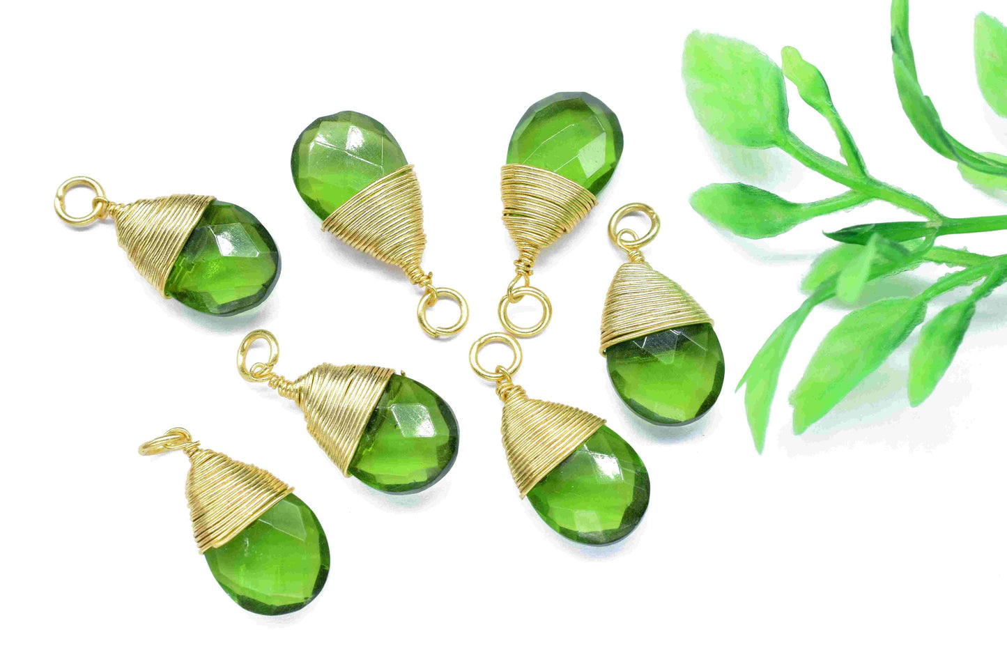 Peridot Teardrop Faceted Connector,Green Gemstone Wire Wrapped Pendant,Loop Connector,Pendant Jewelry,Wire Wrapped Necklace,Peridot Jewelry