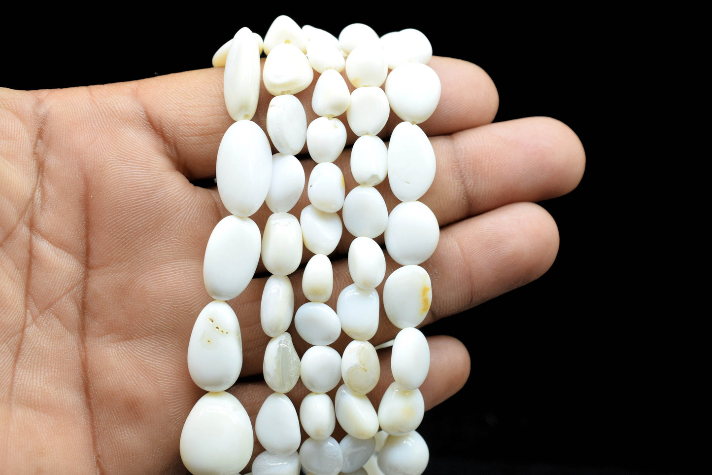 Natural Gemstone Nuggets Beads/Smooth Beads/Jewelry Making Craft/White Opal Nuggets Beads/Handmade Jewelry/Jewelry Component/Gift