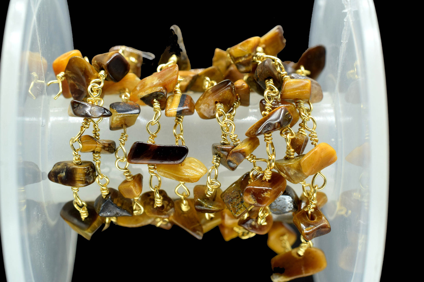 Tiger Eye Chips Rosary Chain,Nugget Rosary Chain,,Finding Wire Wrap Necklace Chain,Gemstone Rosary Chain,Handmade Jewelry Carft Supplies