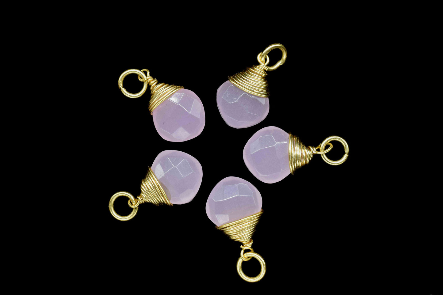 Pink Chalcedony Loop Connector,Pendant Jewelry,Wire Wrapped Necklace,Pink Chalcedony Square Faceted Connector,Gemstone Wire Wrapped Pendant