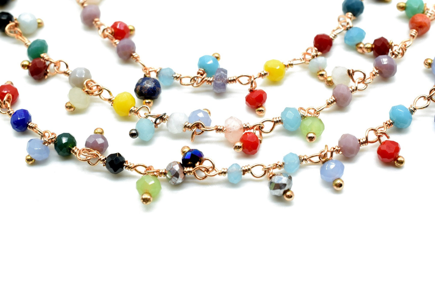 Multi Stones Cluster Rosary Chain,beaded Flower Chain Beads 3mm Rondelle faceted,Cluster Rosary Chains,Dangling Flower Chain,Rosary Chain