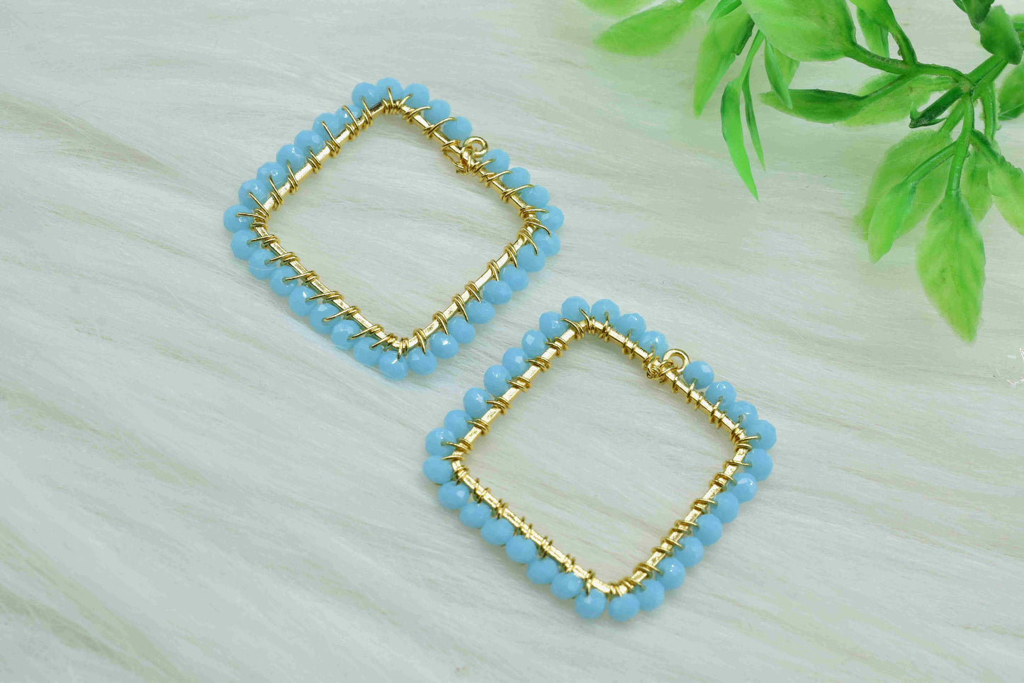 Turquoise quartz Wire Wrapped Dangle Connector, Gemstone Components, Handmade Earring, Finding Necklace Component Jewelry, Earring Connector