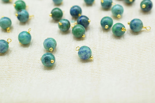 Sediment Imperial Jasper 6mm Round Smooth Beads/Earring Component/Jasper Single wire wrapped Beads/Round Beads Connector/Gemstone Beads/Gift