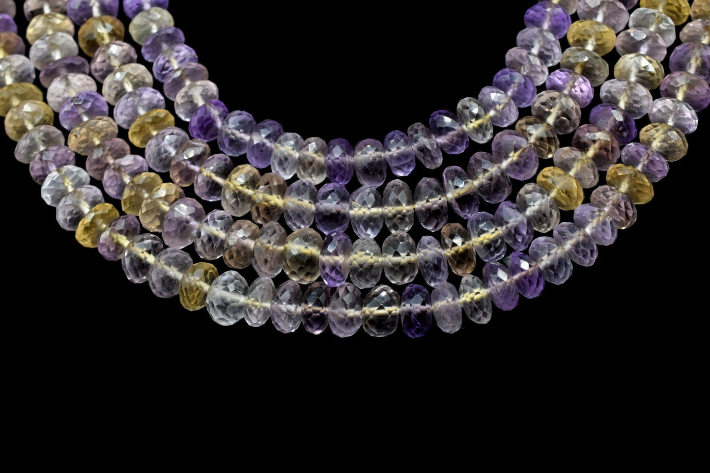 Genuine Natural Ametrine Loose Beads Grade AAA Faceted Rondelle Shape 8mm - 8.5mm Size Beads,Ametrine Gemstone Bead,Ametrine 6 Inches Strand