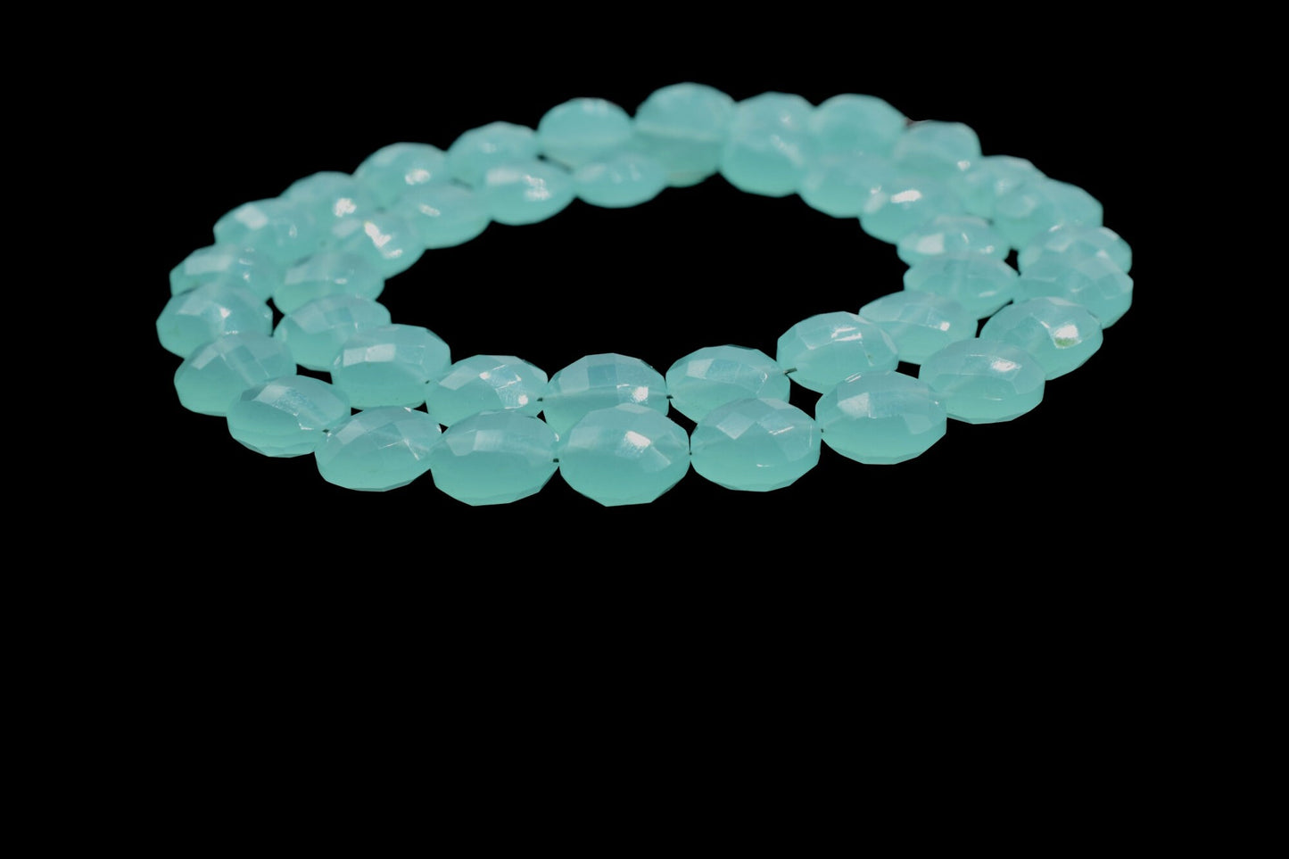 Aqua Chalcedony 10mm Faceted Coin Shape Briolettes, Chalcedony Pair, Chalcedony,RARE NATURAL Aqua-Chalcedony Faceted Coin Shape Briolettes