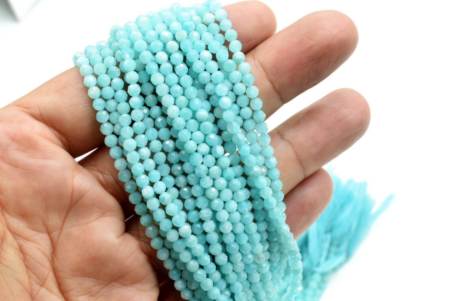 Amazonite Faceted Beads,3mm to 3.5mm Rondelle Beads,13 inche beads Strand,Beads for Jewelry,mint color beads,Jewelry Making bead,AAA Quality