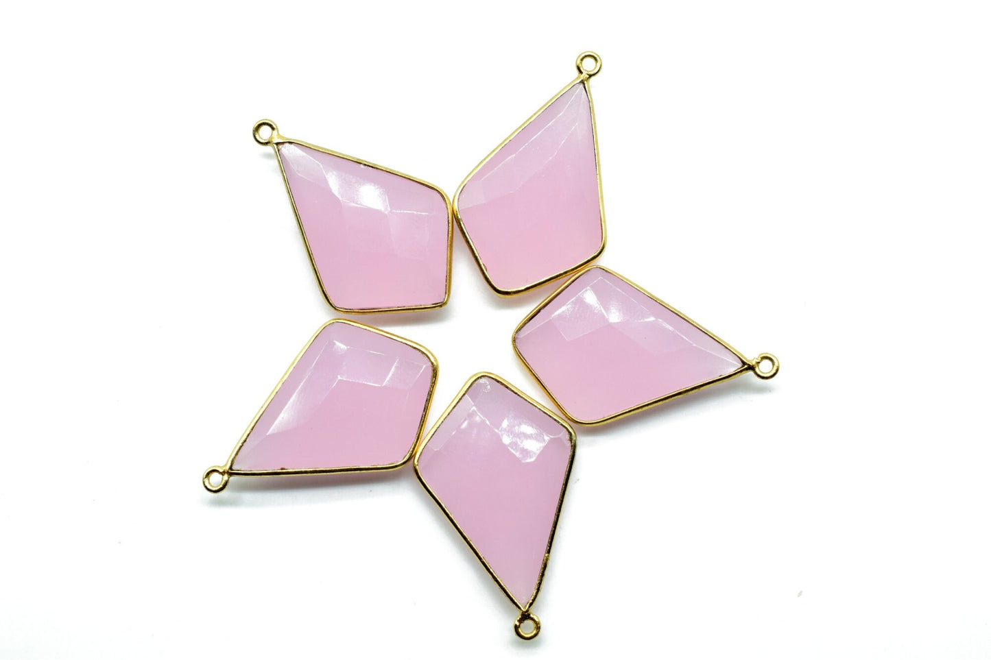 Pink chalcedony 20x30mm Diamond shape single bail connectors,Checker Board cut Pink Chalcedony Pendant,Hot Pink charms,Chalcedony Briolettes