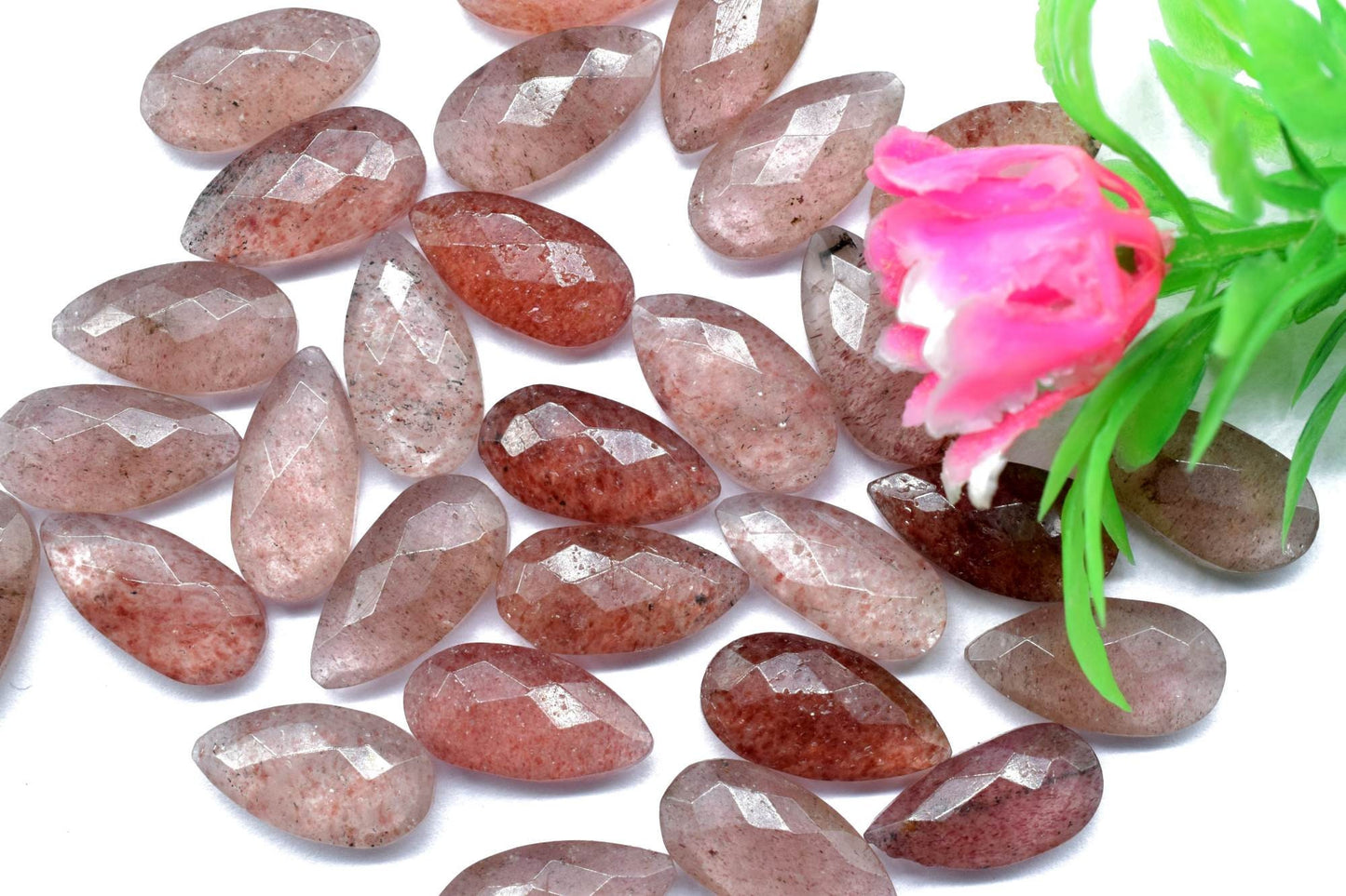 Pink Strawberry 8x16mm Faceted Pear Shape Briolettes,Teardrop Beads,Semi-Precious Gemstones Bead,Calibrated Pear Bead,Pink Strawberry pear