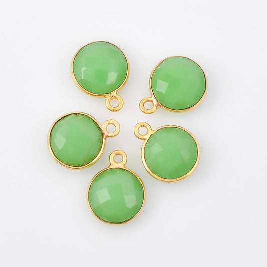 Chrysoprase 10mm Round Shape bezel,Gold Plated bezel,Chrysoprase Bezel connectors,Gold Vermeil Bezel,jewelry making charm,Gold-Filled bezel