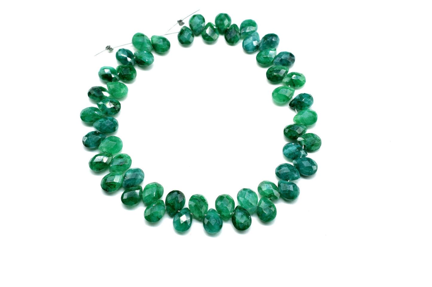 Emerald Faceted Pear Shape Beads Strand,6x8mm Teardrop Emerald Faceted Beads,7''teardrop Strand,Emerald Faceted Briolette,Natural Emerald
