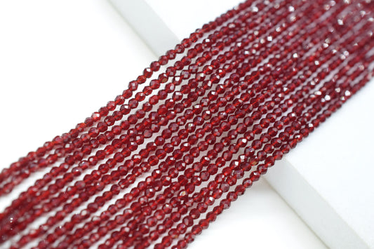Garnet Faceted Beads/Beads Strand/Jewerly Making Beads/2mm Red Garnet Beads Strand/Loose Beads/Rondelle Beads/Full Strand Beads/Gift