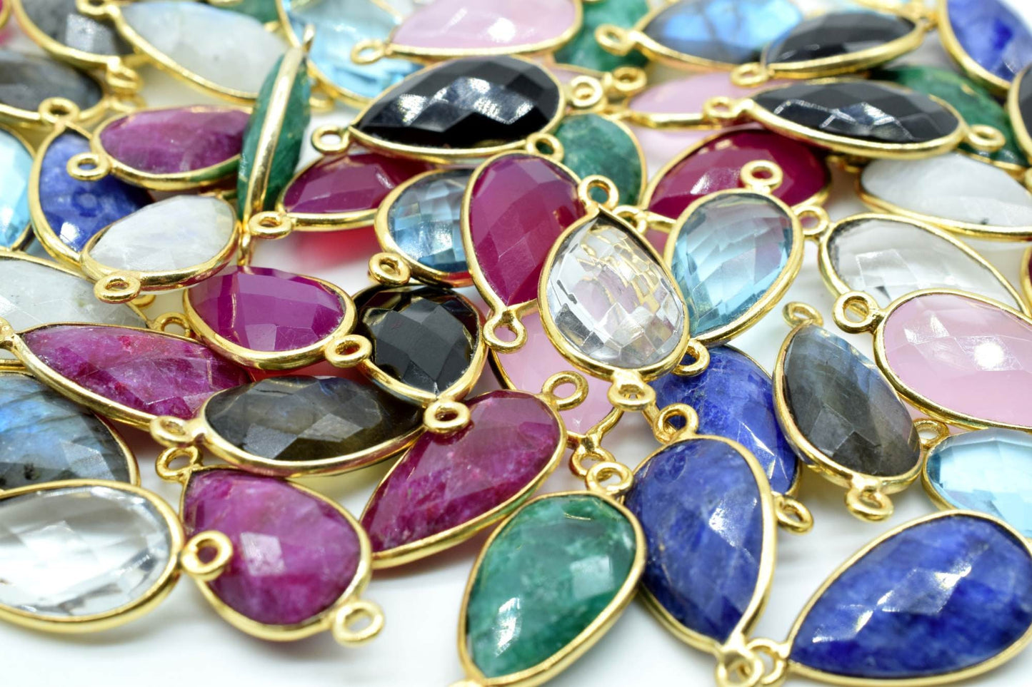 Emerald 10x18mm Pear shape double bail connnectors,Checker Board cut Emerald Pendant,Emerald charms,Emerald Pear Briolettes,Emerald jewelry