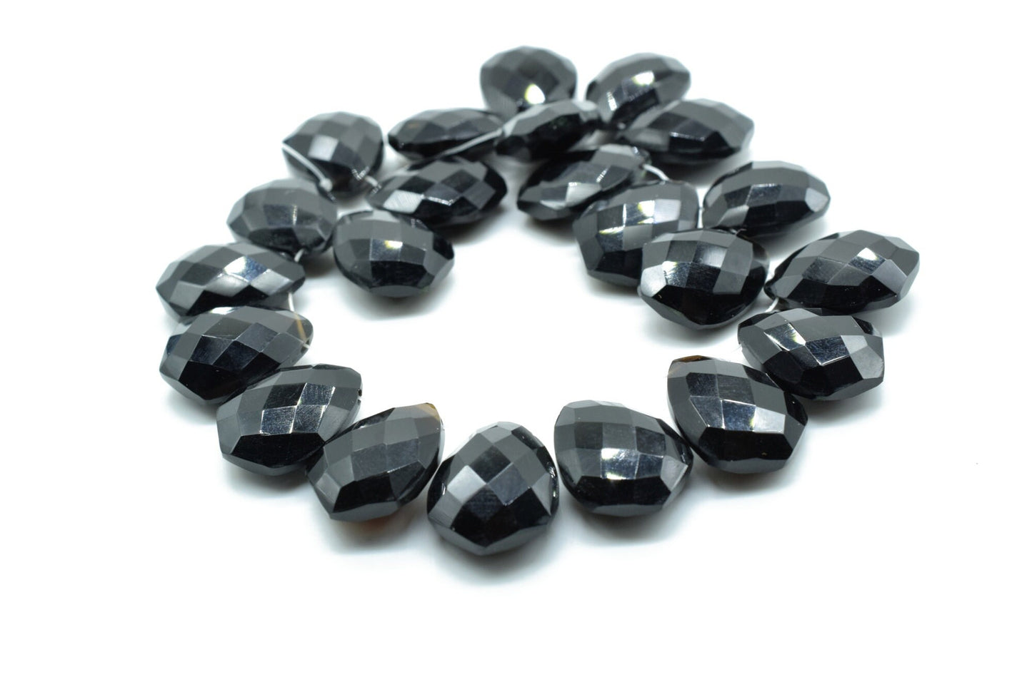 Black onyx 12x16mm Faceted Pear Shape Beads,Tie Shape Briolettes,Pear Shape Briolettes,Semiprecious Briolettes,jewelry making supplies