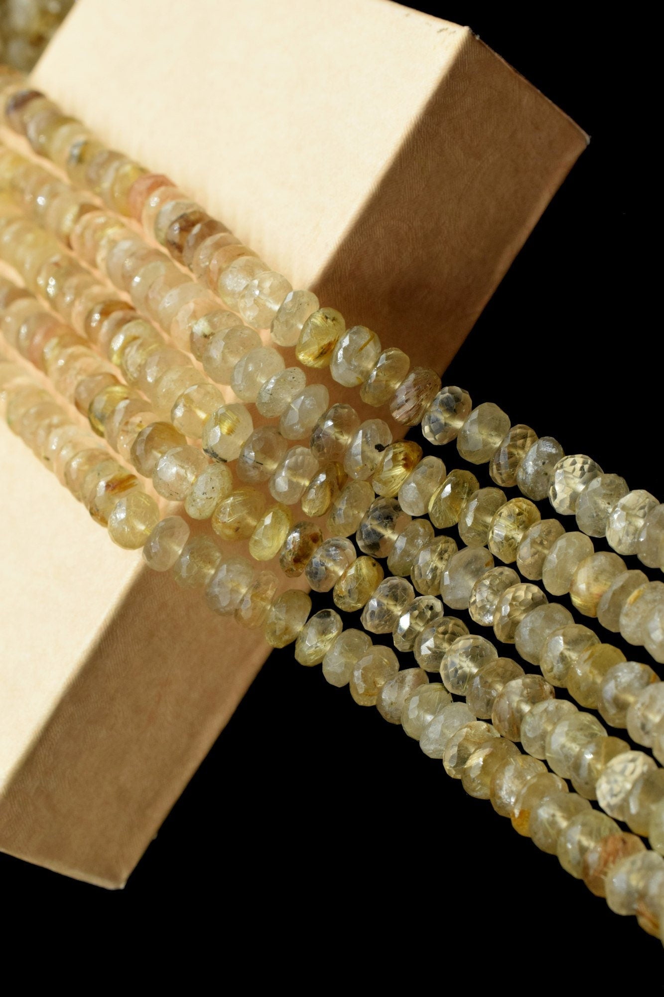 Natural Golden Rutile Faceted Round Bead,Sharp Golden Rutile Needle Gemstone 6"Strand,Rutile faceted bead,7.5x8.5mm Golden Rutile Round Bead
