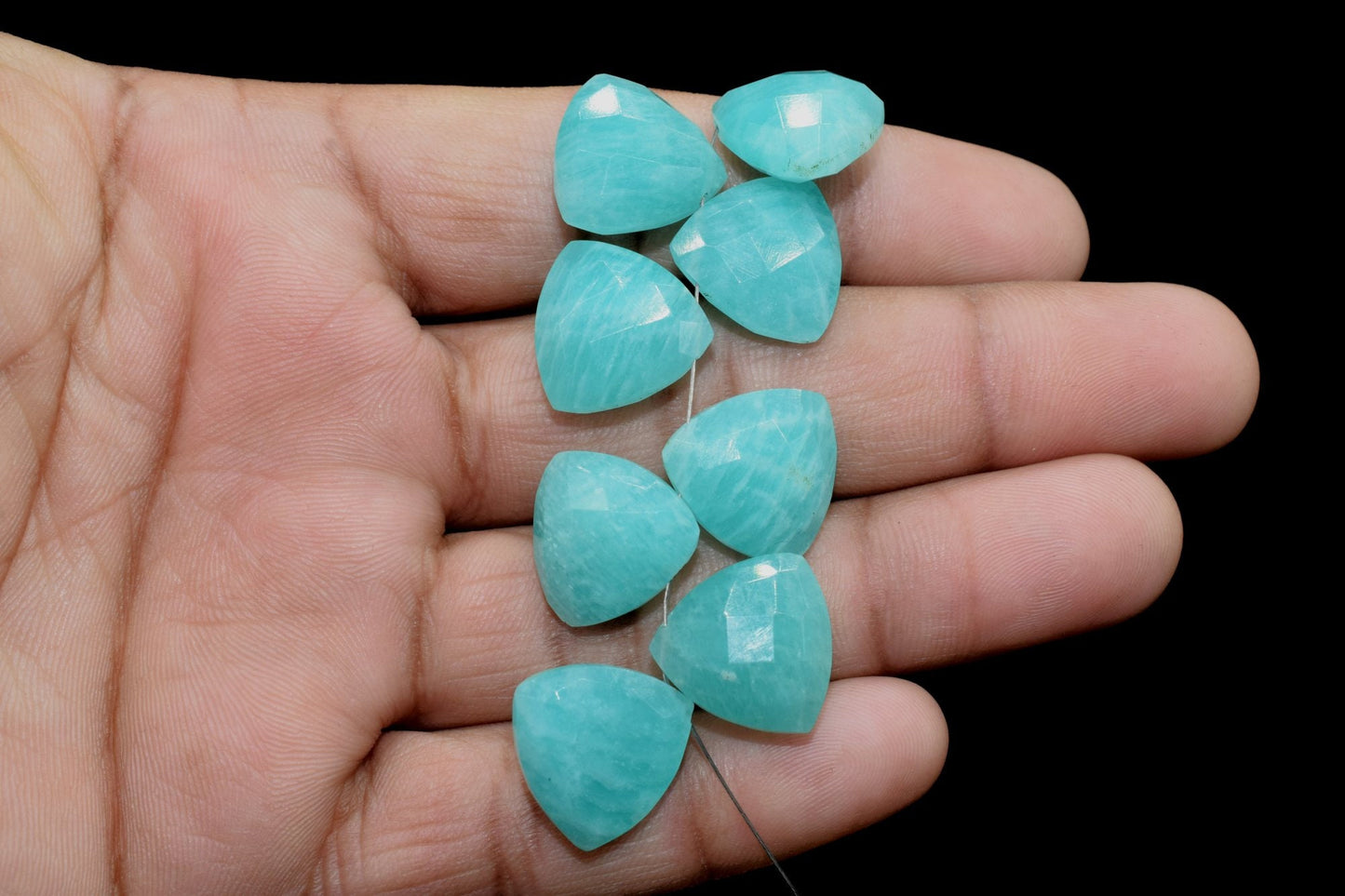 Trillion Faceted Beads,Amazonite 15mm Trillion Briolettes,Trillion Shape Bead,Jewelry Supply Beads,Jewelry Supply,Natural Gemstone Bead