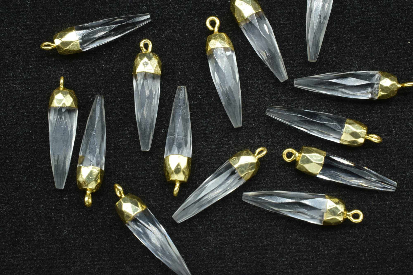 Crystal Quartz Pencil Pendant,Crystal Pendant Jewelry Making Supply,Gemstone Single Bail Connector,Handmade Faceted Spike Pointed Charm,Gift