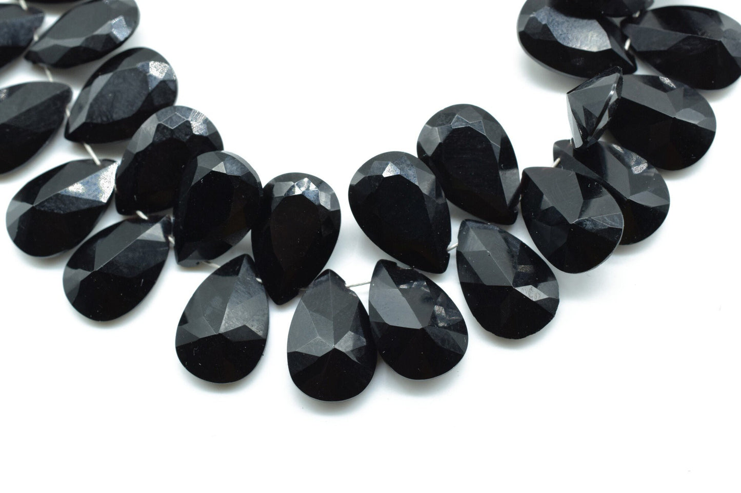 Black Onyx 8x12mm pear shape faceted Briolettes,Black Onyx 8x12mm Teardrop Beads,Black Gemstone Briolettes,Black Onyx jewelry bead,Onyx bead