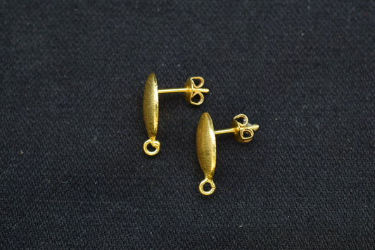 Gold plated Brass Earring post Studs,9x12mm Oval shape Earring Charms connector,Brass Earring Charms For Jewelry Making,Jewelry Supplies,
