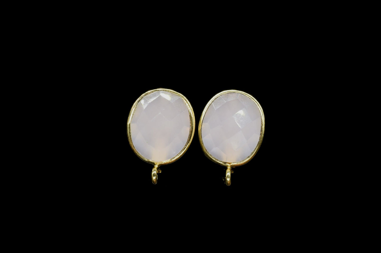 Pink Chalcedony Earring Connector,Jewelry Making Supplies,Earring connector post stud, Jewelry,Jewelry Findings,Rose Quartz Earring,Studs