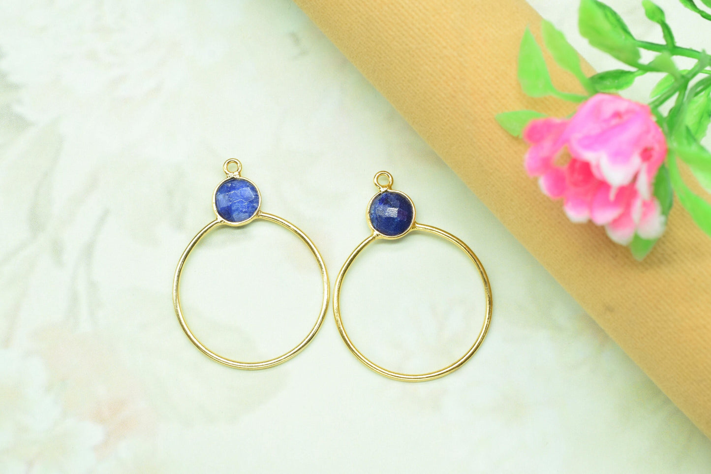 Ruby Findings Pendants,Diy Components Earring,Craft Supplies,Handmade Beads Jewelry,Findings Round Bezel Pendant,Single bail Station Link