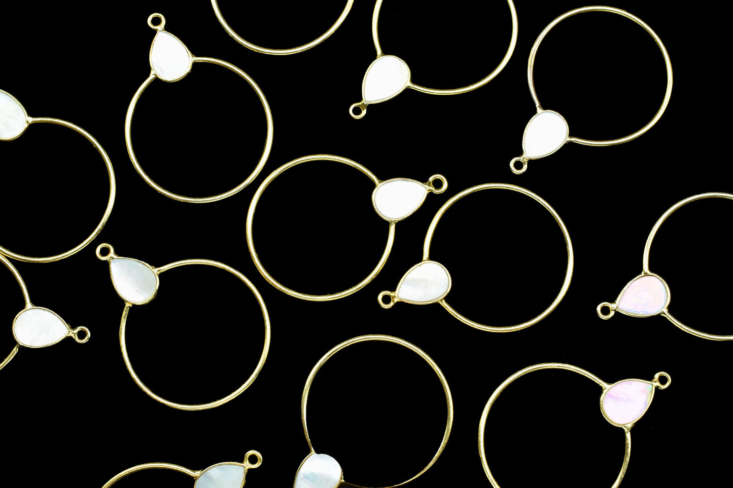 Gemstone Teardrop Earrings,Circle Handmade Pendants,Single bail Station Connector Jewelry,Earring Components,Findings Bezel Charms Pendants