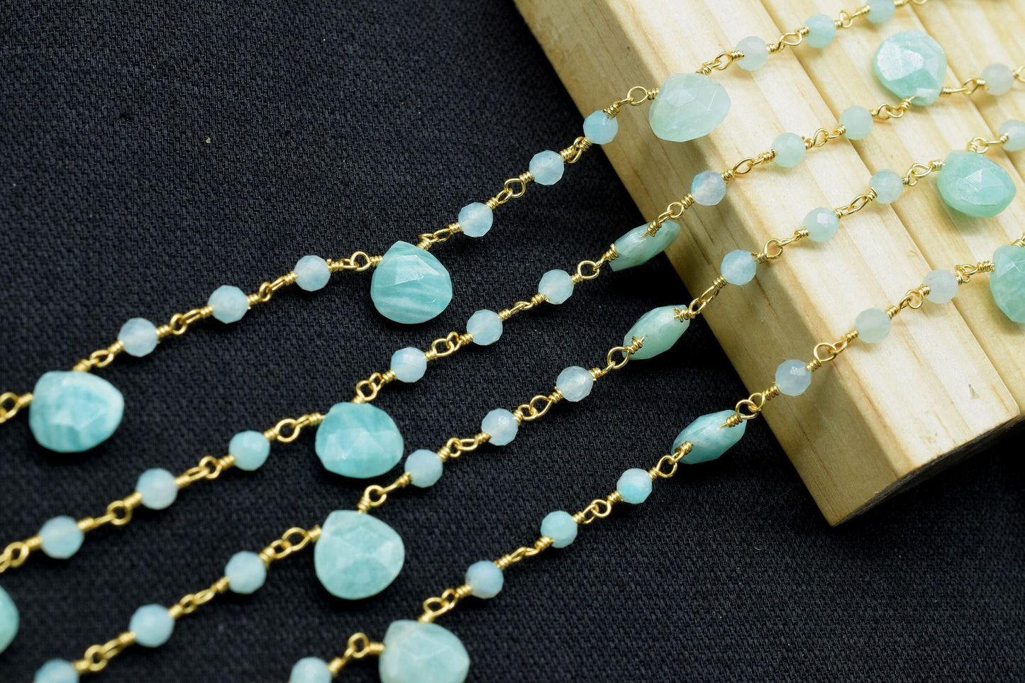 Amazonite beaded drop Chain,Amazonite 3mm Faceted Beads chain,Gemstone drop chain, gemstone rosary,briolette rosary,gemstone rosary,necklace