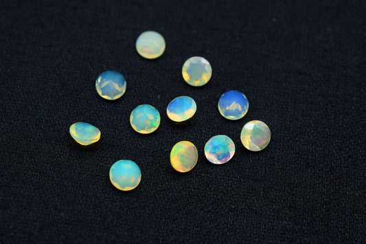 Natural Ethiopian Welo Opal Gemstone,Ethiopian Opal 5mm Round cut Gemstone,Multi Welo Fire Opal cut Stone,Fire Opal Cut Gemstone For Jewelry