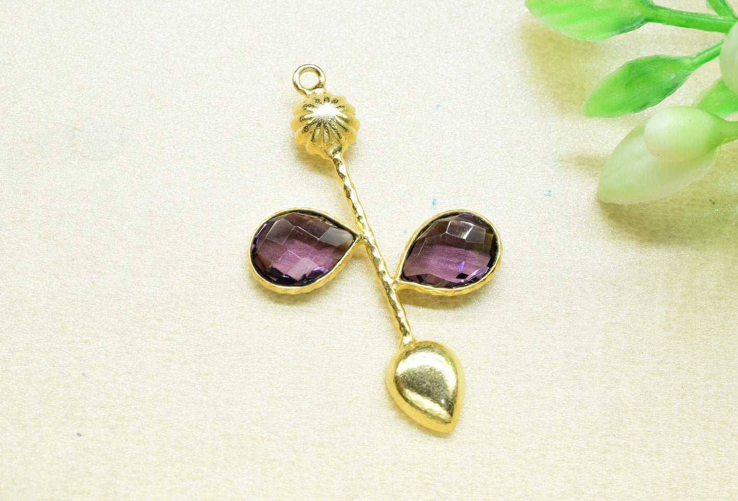Amethyst charms/Single Bail Pendant/Gemstone Components/Connector Charms/Single Bail Pendant/Teardrop Pendant/Handmade Jewellery,Brides Gift