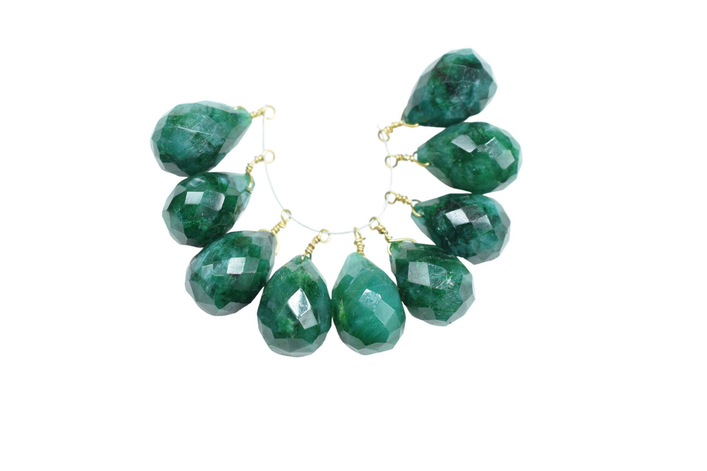 Natural Emerald 10x14mm Faceted Drops,Emerald Wire Wrapped Connector,Emerald dainty Pendant,Emerald Connector Charms,Emerald Teardrop Beads