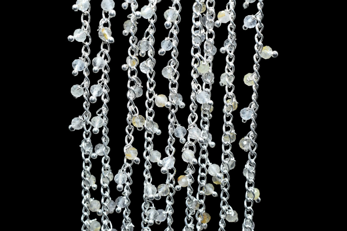 Golden Rutile Cluster Rosary,Bulk Rosary Roll,Wire Wrapped Beads Rosary,Dangling Rosary Chain,Jewelry Making Beaded Chain,Golden Rutile Bead