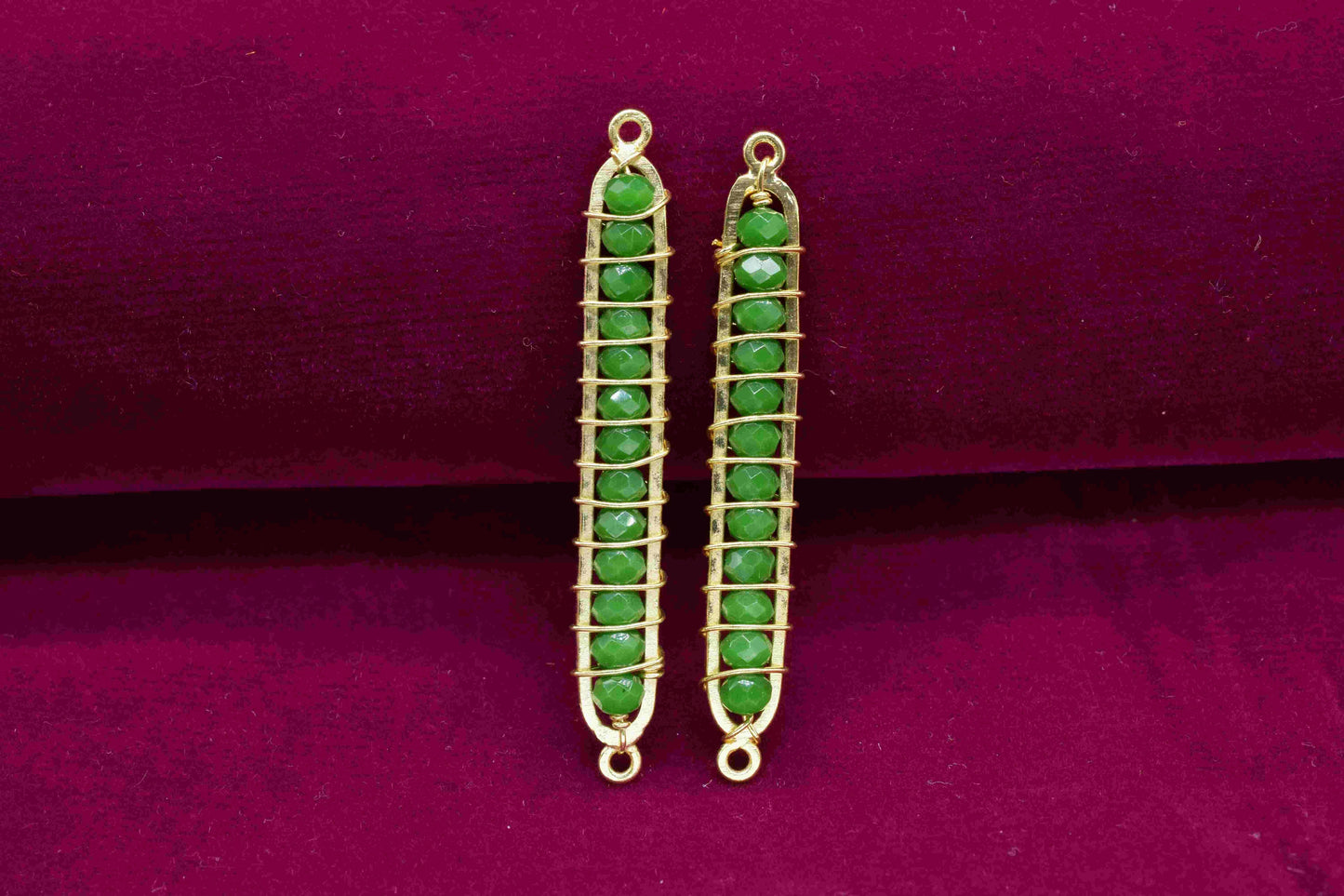 Emerald Beaded Bar Finding Connector, Gemstone Bar Pendant Necklace, Emerald Bar Bracelet,Beaded Bar Findings Component,Emerald jewelry,Gift