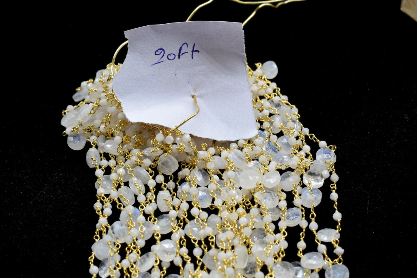 Moonstone 2mm Beaded Heart shape rosary Chain,Moonstone Heart Shape Rosary Chain,Sold By Foot,Moonstone briolettes beaded chain,Moonstone