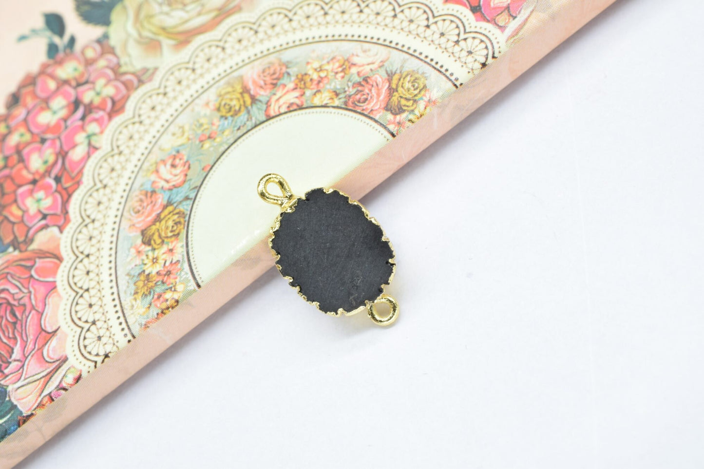 Black Onyx Pendant Charm,Handmade Cabechon Pendant Charm necklace,Pendant Jewelry Making Supply,Gemstone Electroplated,Double Bail Connector