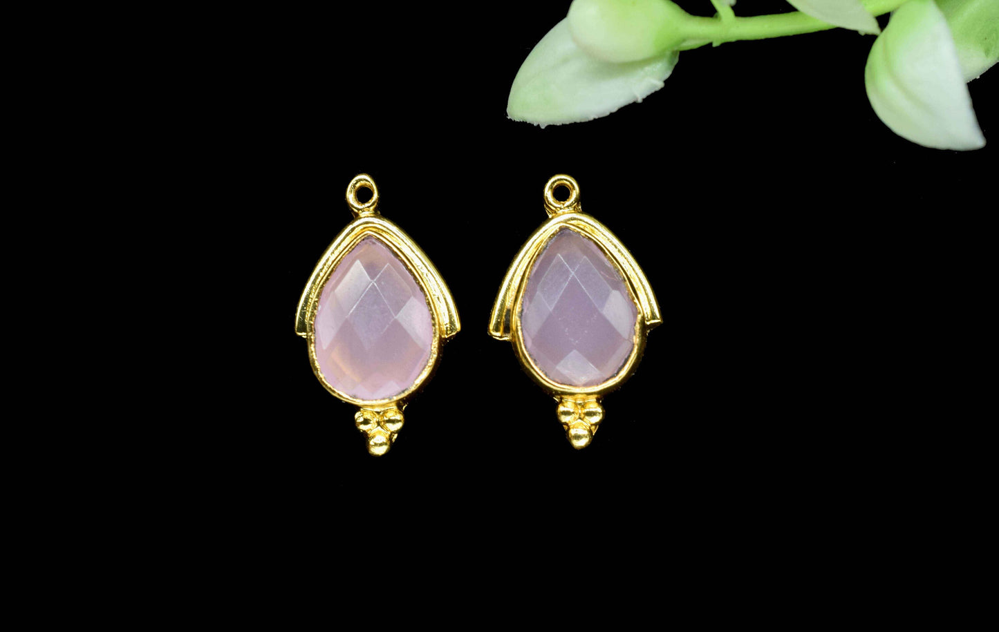 Natural Rose Quartz 9x13mm Pear Shape Bezels Pendant,Rose Quartz Single Bail connectors jewelry making charm,Rose Quartz Gold Plating Bezels