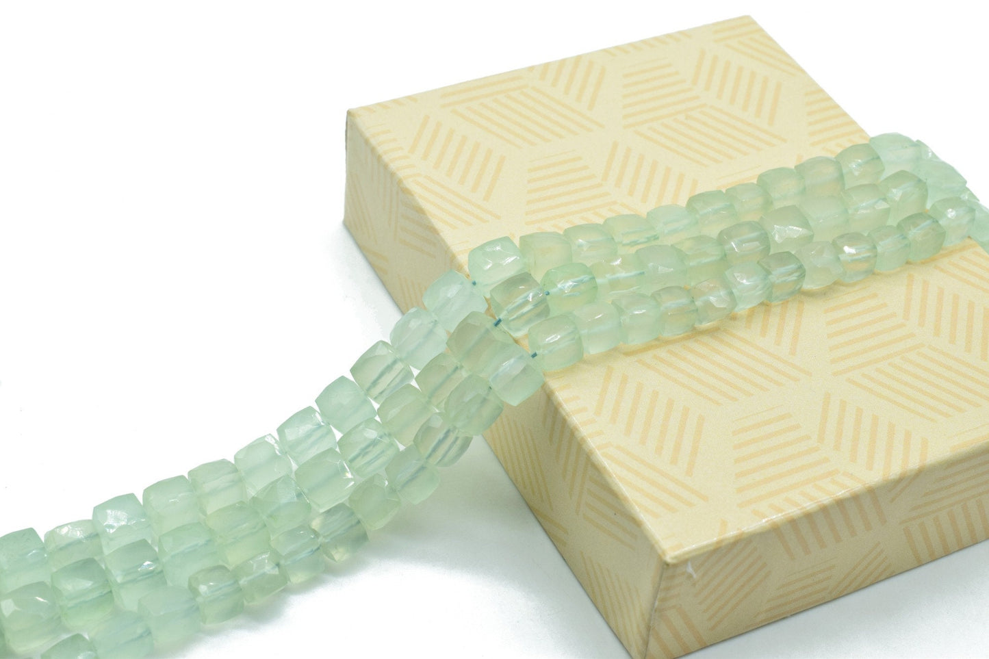 Natural Prehnite faceted Cube Gemstone Beads,Superfine Prehnite Box Bead Size 8MM,Prehnite Beads, 3D Cube Box 8" strand,Prehnite jewelry