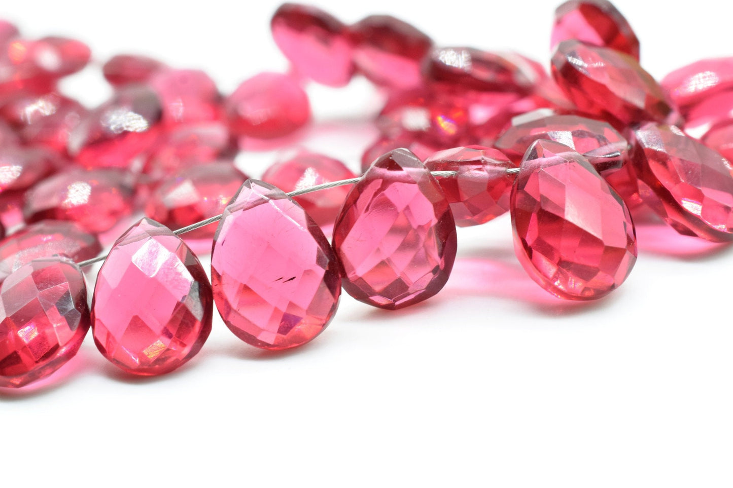 Pink Tourmaline Teardrop strand,9x13mm Pear Shape Pink Tourmaline Briolettes,Pink Tourmaline faceted pear shape bead,Pink Gemstone Briolette